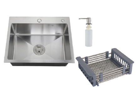Врезная мойка с корзиной и дозатором