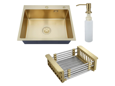 Врезная мойка с корзиной и дозатором