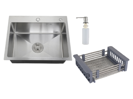 Врезная мойка с корзиной и дозатором