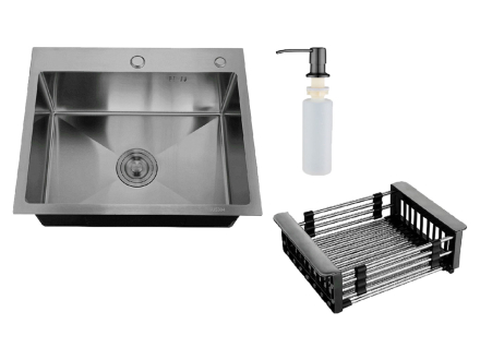 Врезная мойка с корзиной и дозатором