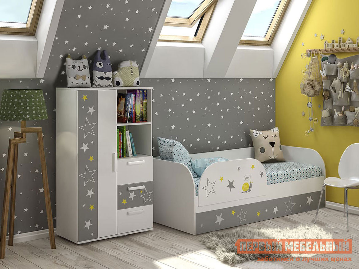 Детский шкаф  Трио Белый, звездное детство от Первый Мебельный