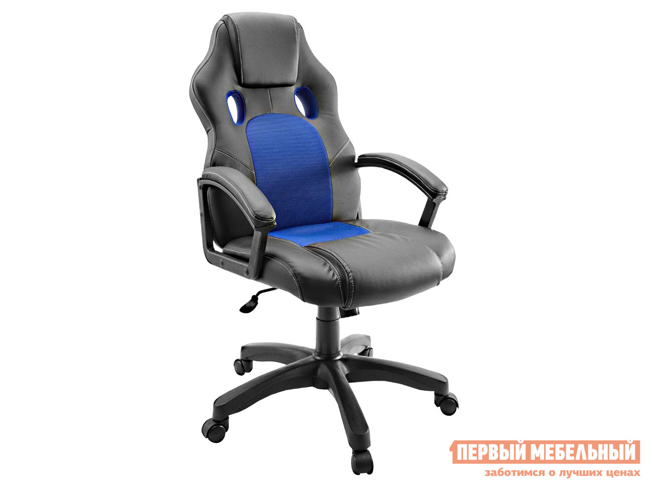 Игровое кресло  Игровое кресло Dikline KD34 Черный, экокожа / Синий, сетка / Черный, пластик