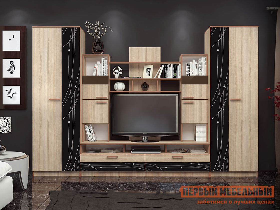 

Гостиная Багира Дуб Сонома / Кашемир, Черный, Багира Дуб Сонома / Кашемир