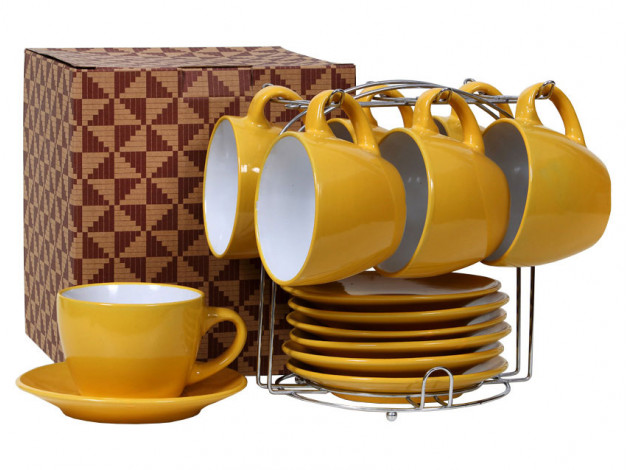 Чайный набор Набор чайный 6/12 250мл на металл стенде (6/1) BRSC011-Y Желтый