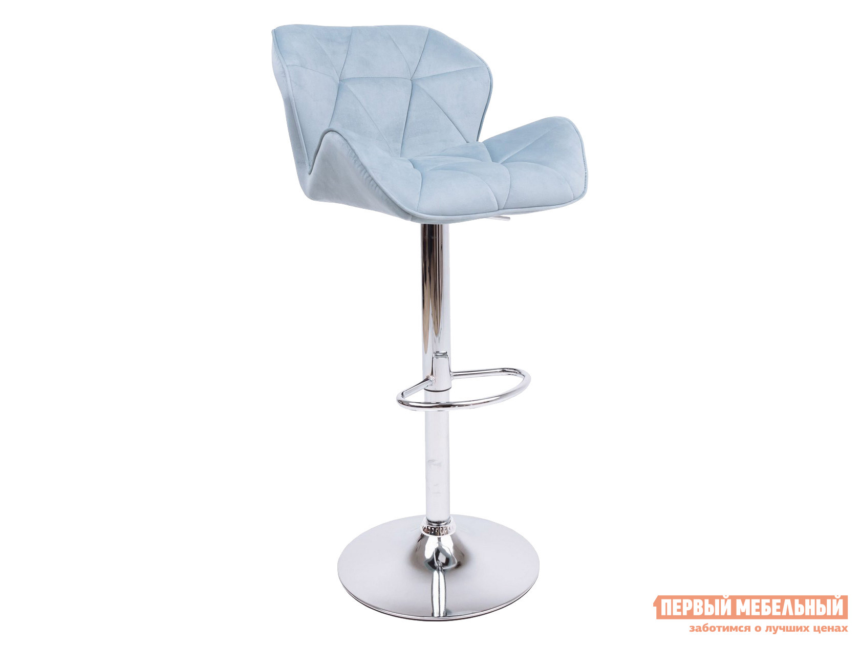 Барный стул  Берлин Пыльный голубой, велюр / Хром