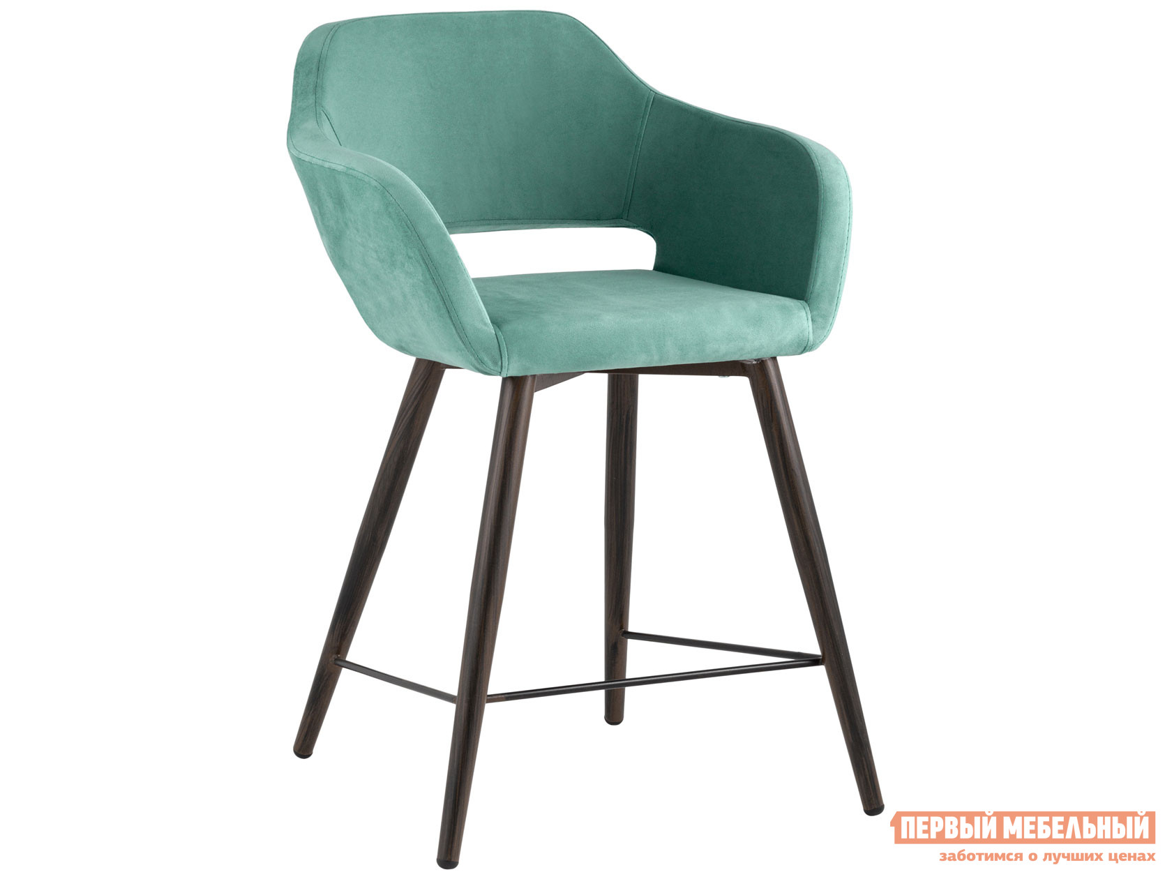 Барный стул  Саймон Морской, велюр / Коричневый, металл от Первый Мебельный