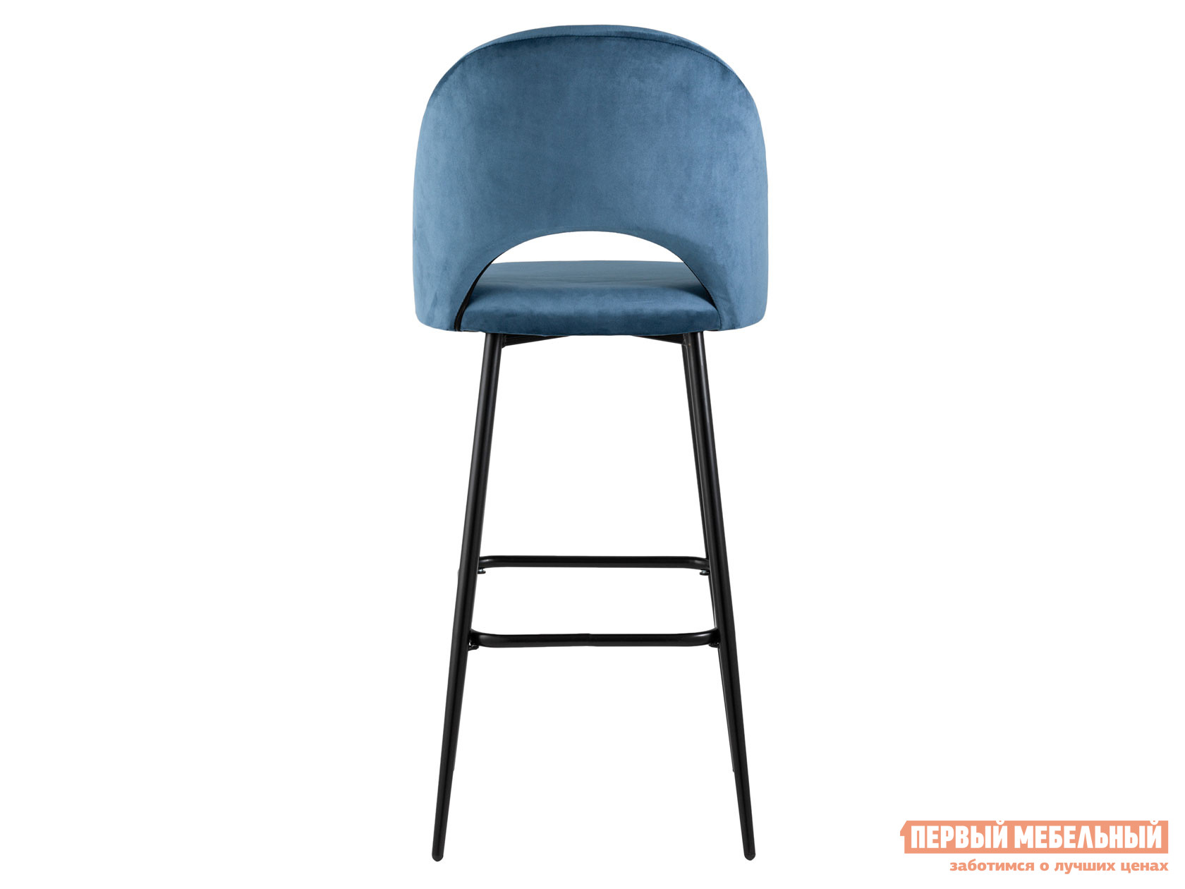 Барный стул  Меган Пыльно-синий, велюр / Черный, металл от Первый Мебельный