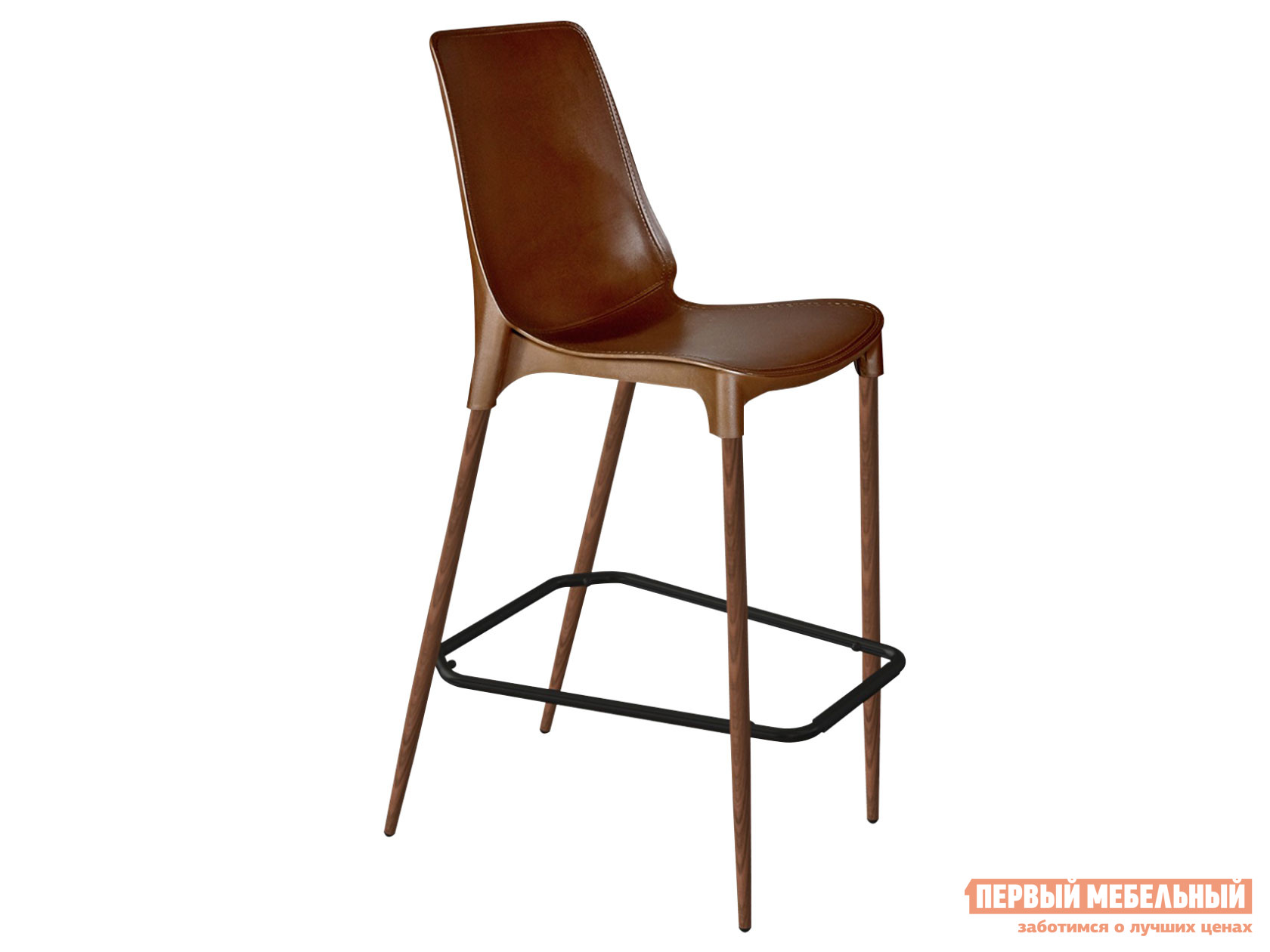Барный стул  Гарри Коричневый, пластик  / Темный орех, металл от Первый Мебельный