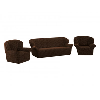 Чехол для мебели  Чехол на трехместный диван и два кресла жаккард без юбки Шоколад, жаккард