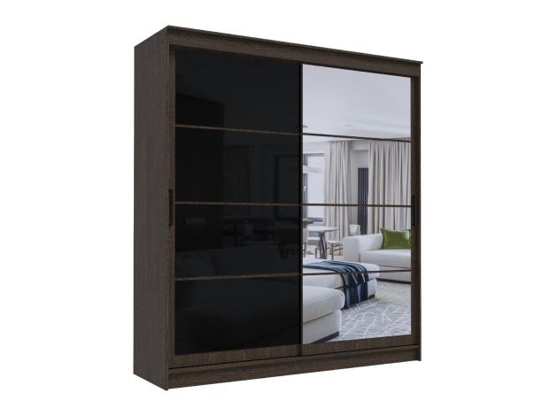 Шкаф-купе Гранд с зеркалом и лакобель черным