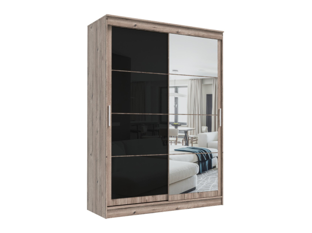 Шкаф-купе Гранд с зеркалом и лакобель черным