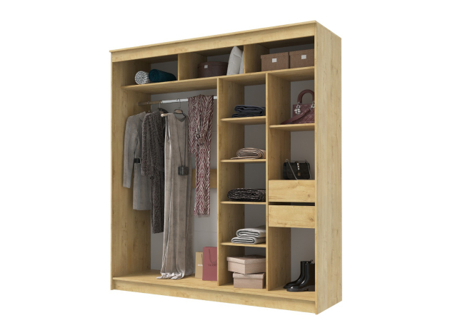 Шкаф-купе Гранд с зеркалом и лакобель белым