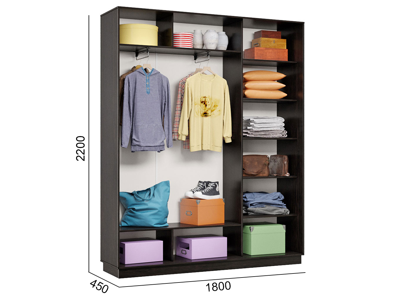 

Шкаф-купе Хочу домой, Венге, Шкаф-купе Шкаф-купе 3 дв Классика П-1002 Венге, 1500 мм, 600 мм, С двумя штангами