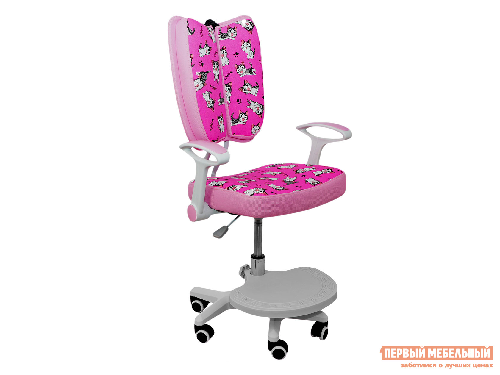 Детское компьютерное кресло  PEGAS Розовый с котятами, ткань