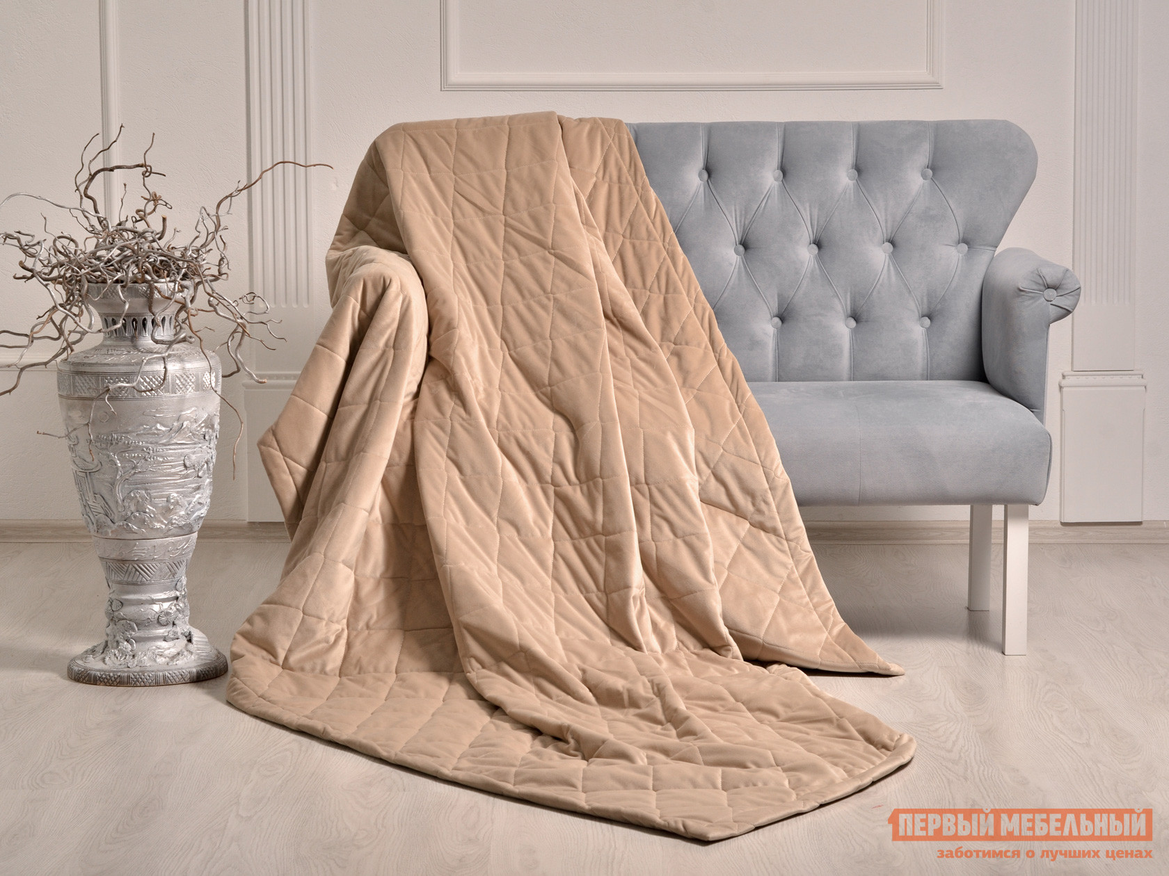 Плед  Мариса Темно-бежевый, велюр