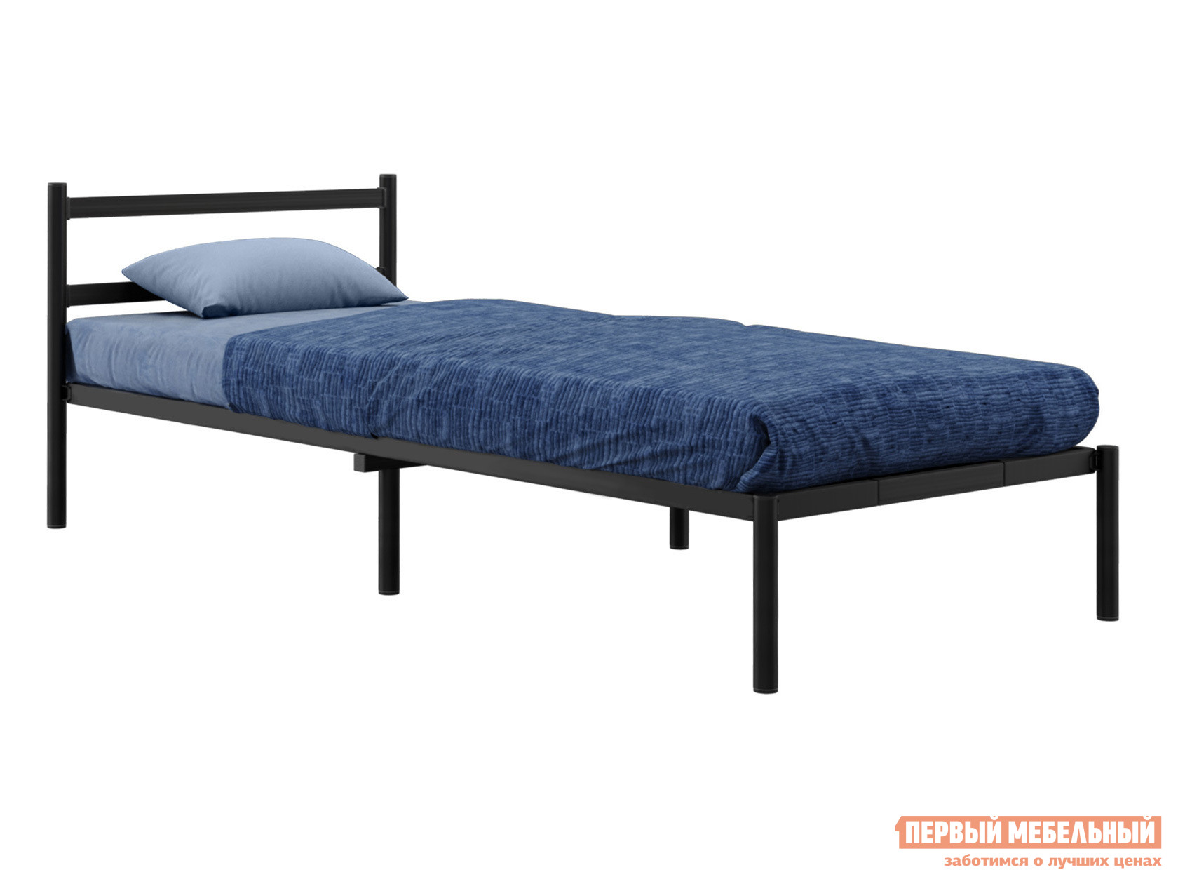 Односпальная кровать  Грета Черный, металл, 80х200 см, С матрасодержателем
