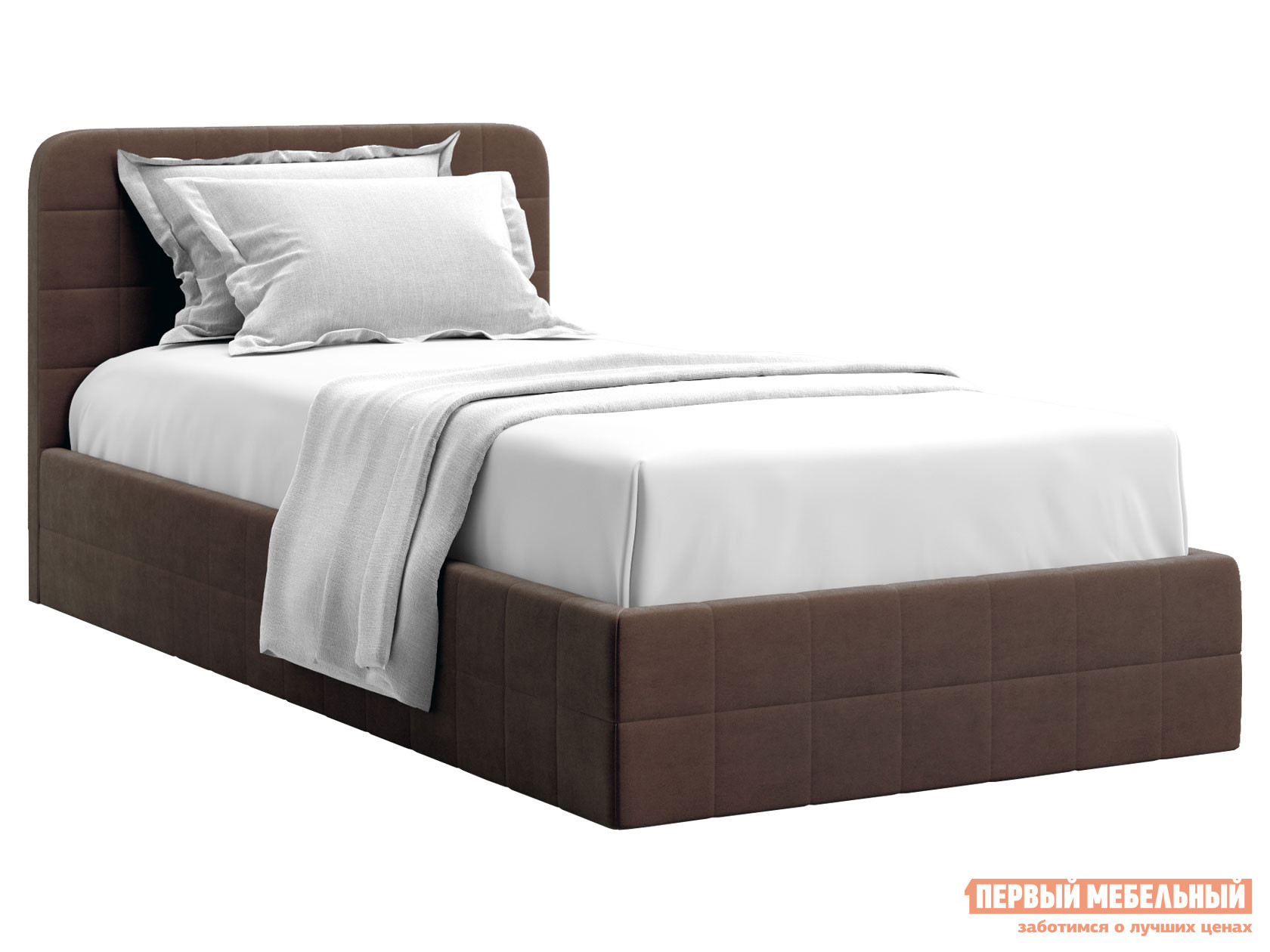 Односпальная кровать  Адда ПМ Коричневый, велюр, 90х200 см