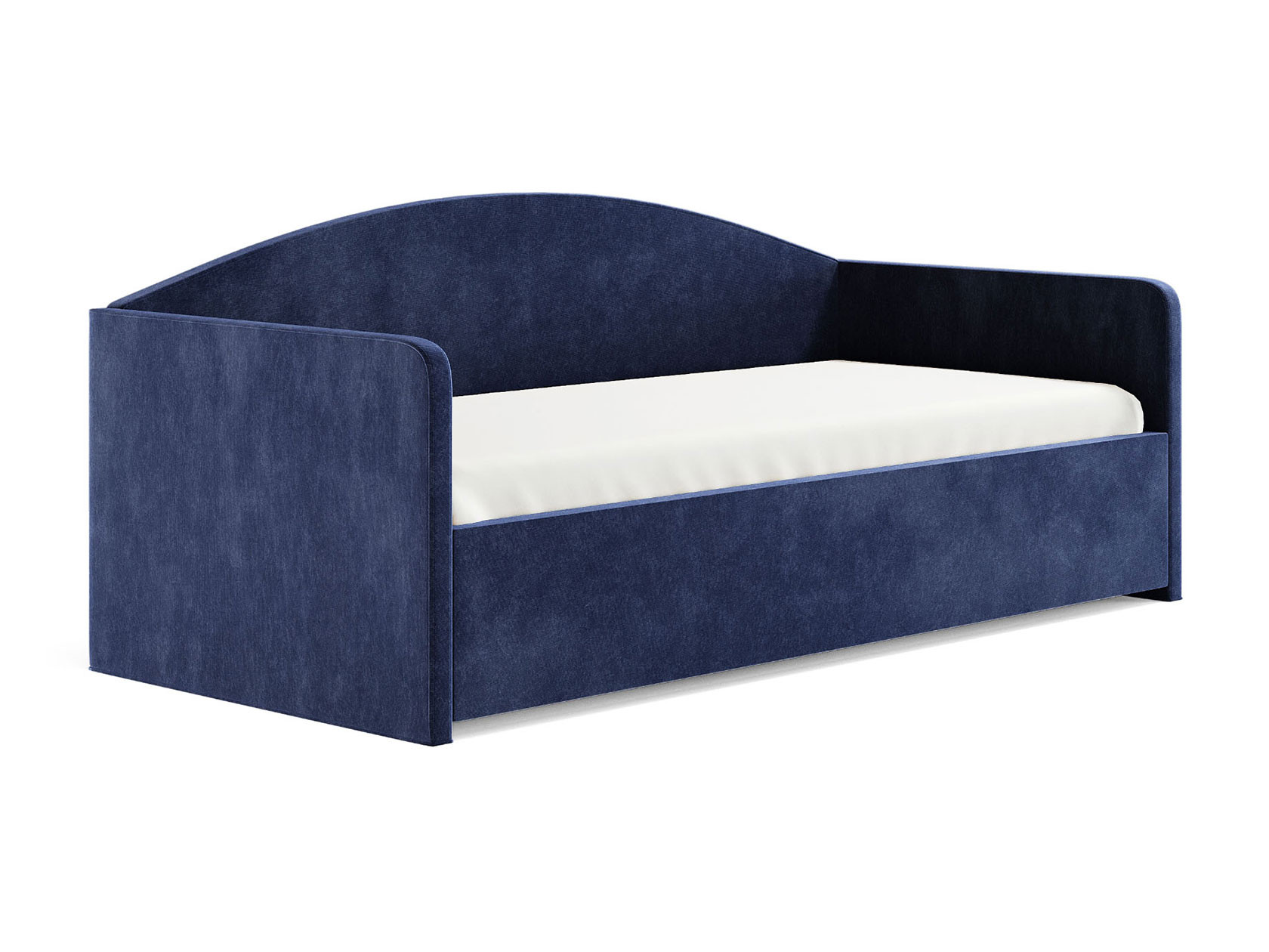 Односпальная кровать  Уно Синий, вельвет, 120х200 см, Без подъемного механизма