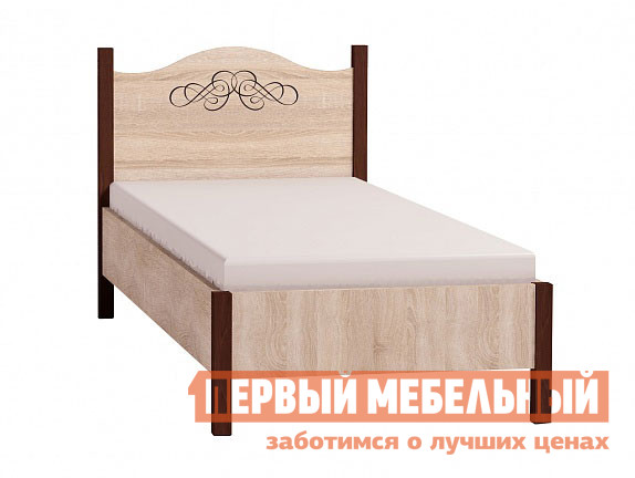 Односпальная кровать  Адель Дуб Сонома / Орех Шоколадный, С металлическим основанием, 90х200 см