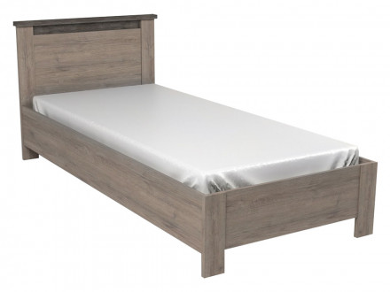 Односпальная кровать Денвер Риббек серый / Камень темный. 90х200 см в отделке Риббек серый / Камень темный, 90х200 см по цене 12480 руб.