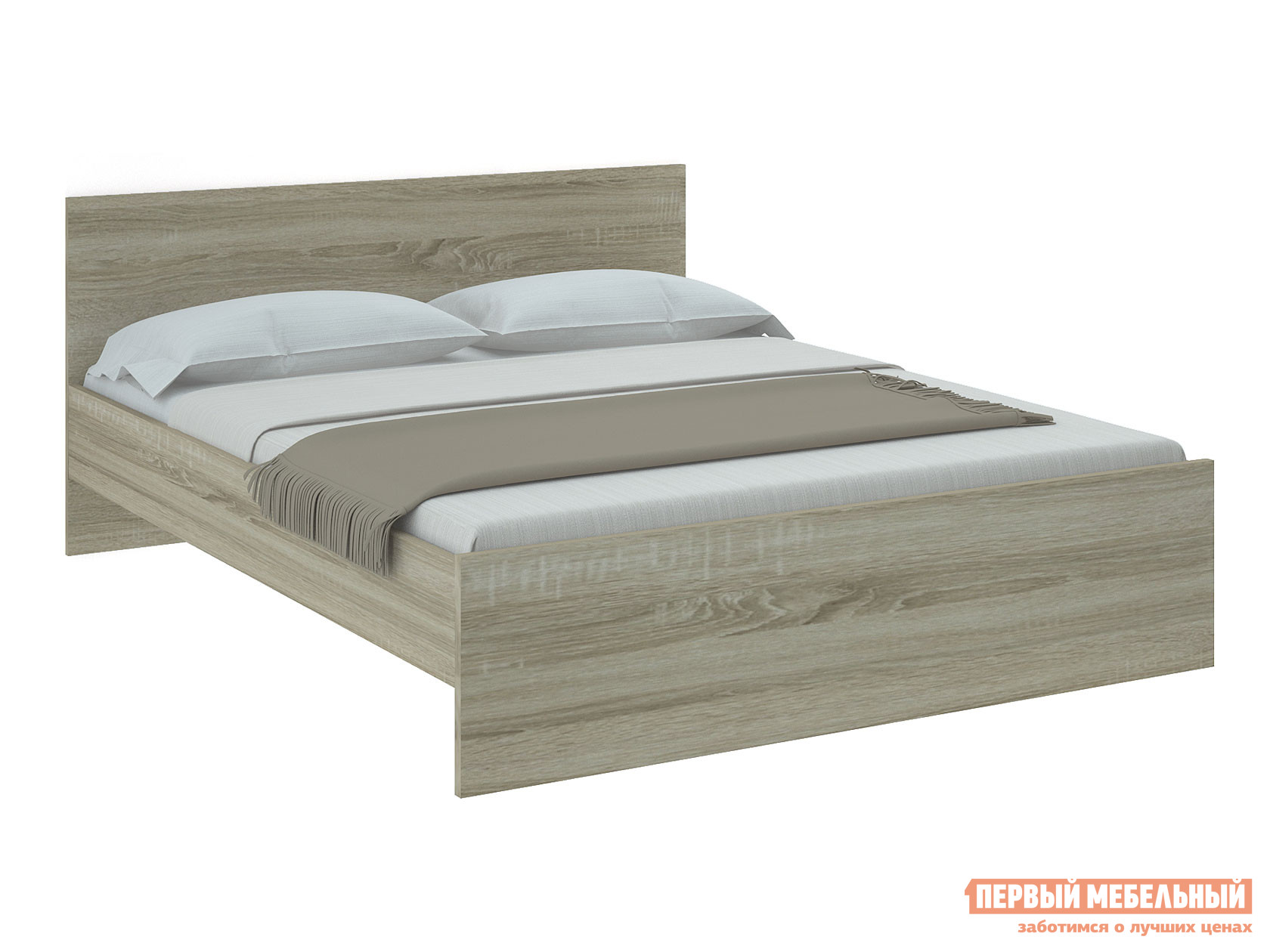 Односпальная кровать  Тиберия Дуб Сонома, 160х200 см, С анатомическим основанием