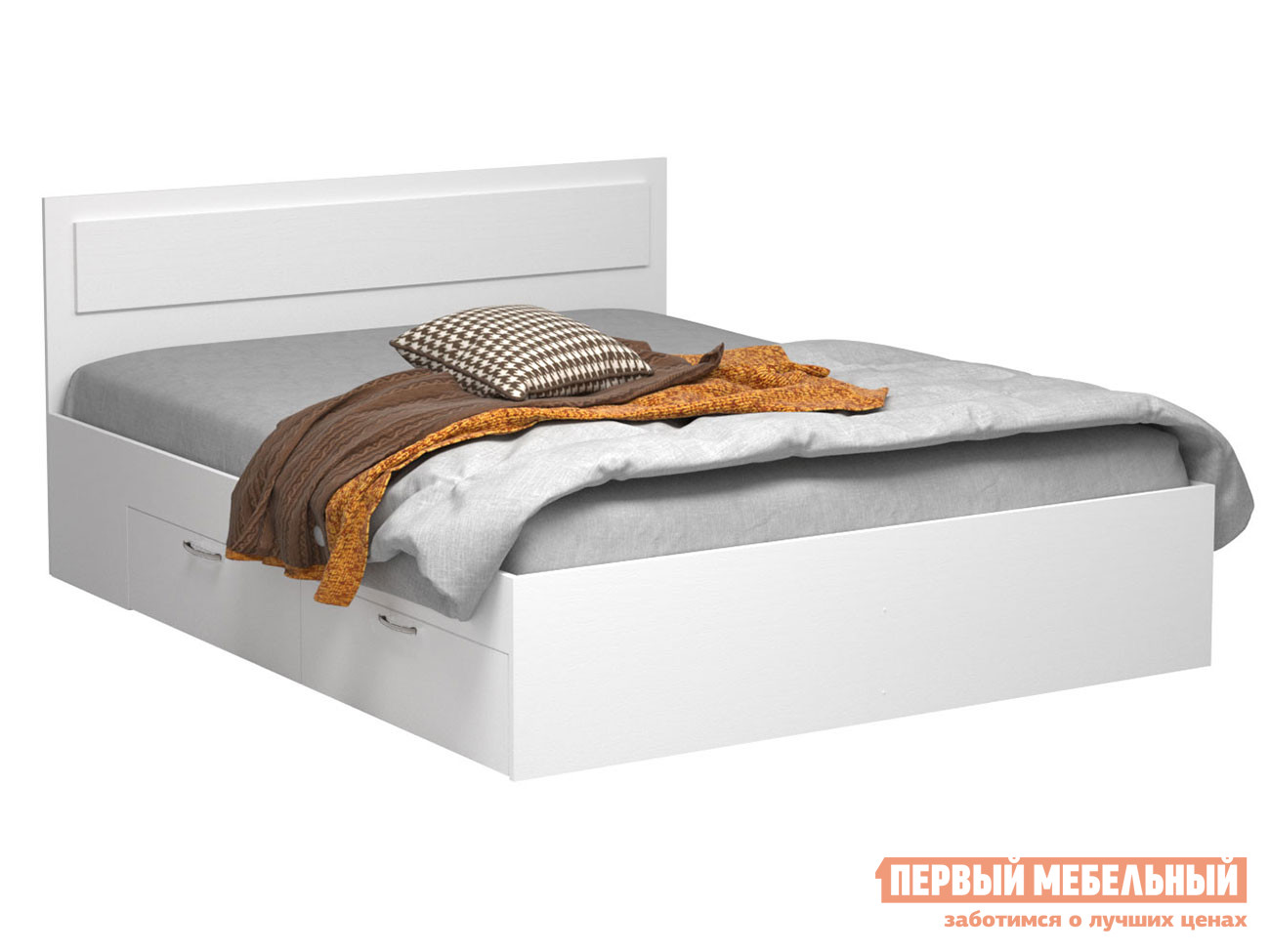 Односпальная кровать  Жаклин Белый, 120х200 см, С основанием настил
