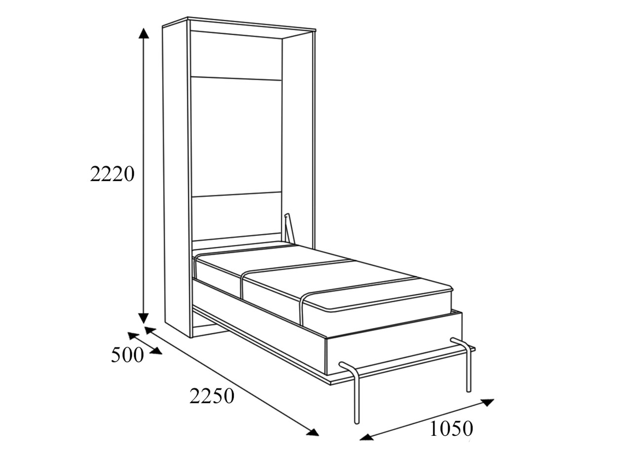 чертеж горизонтальной откидной кровати