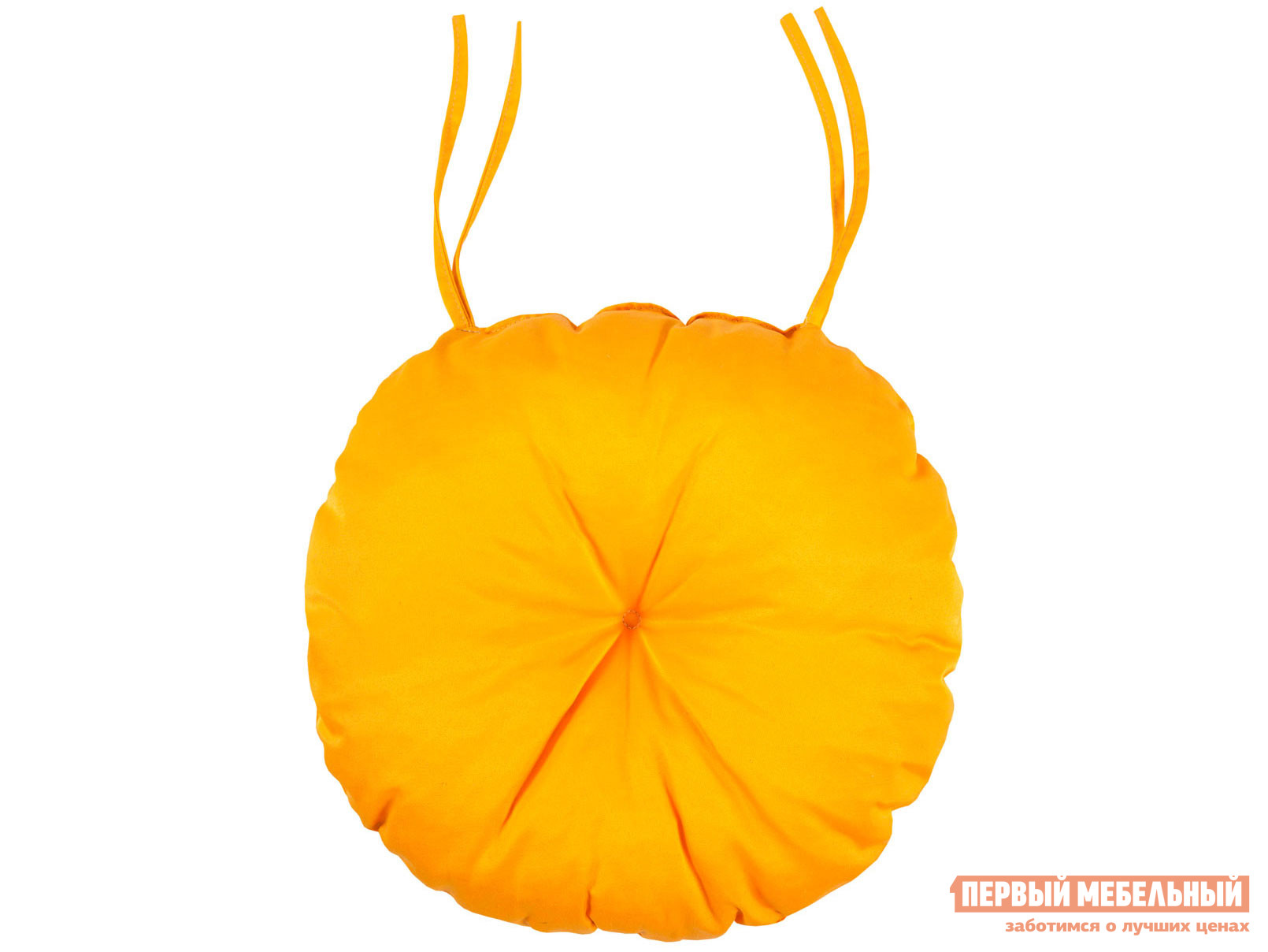 Матрас для шезлонга  Подушка-сидушка Темп круглая с завязками с имитацией пуговиц 4588, желтый