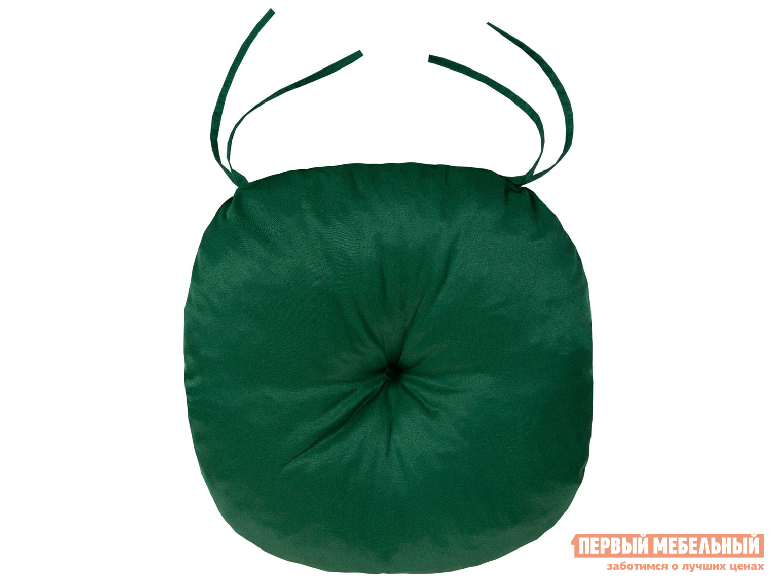Матрас для шезлонга  Подушка-сидушка Темп круглая с завязками с имитацией пуговиц 4588, зеленый