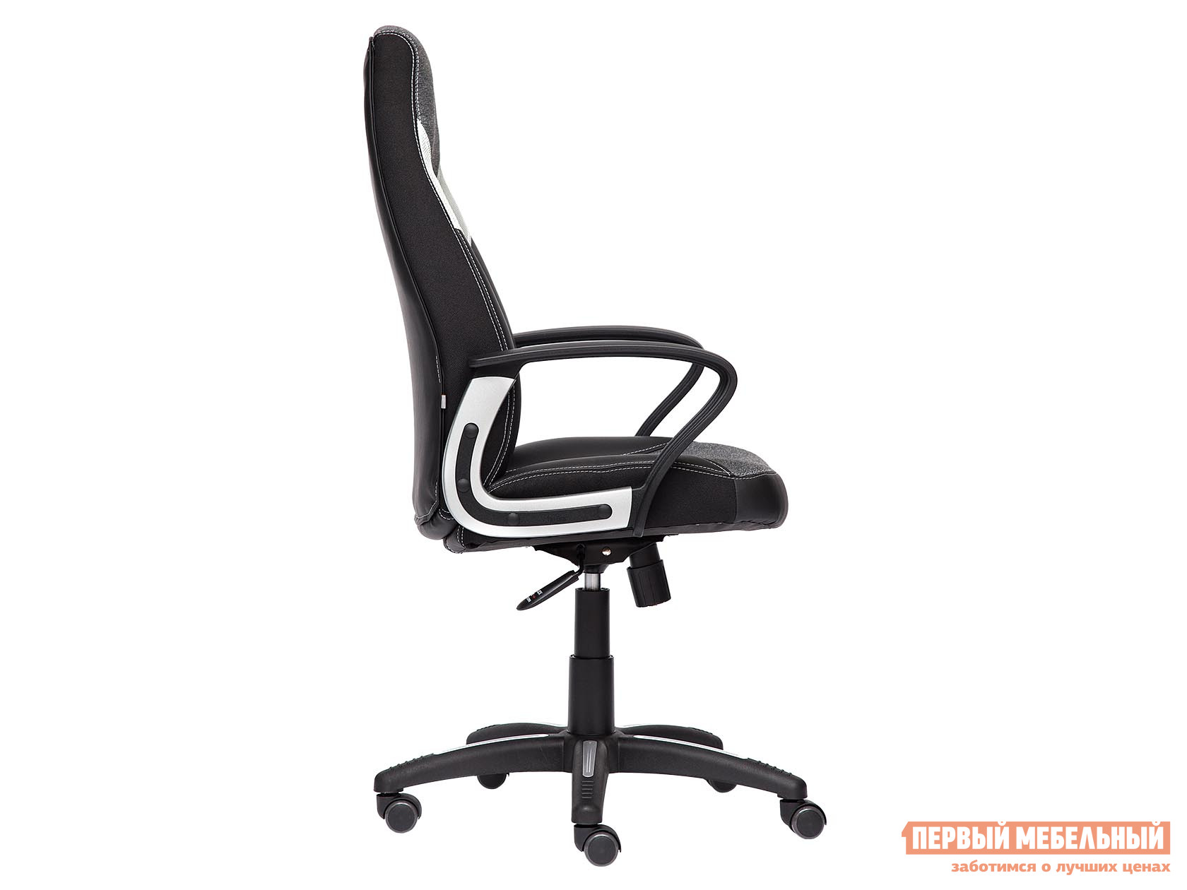 Кресло руководителя  Inter Черный, иск.кожа / Серый, ткань / Белый, сетка от Первый Мебельный