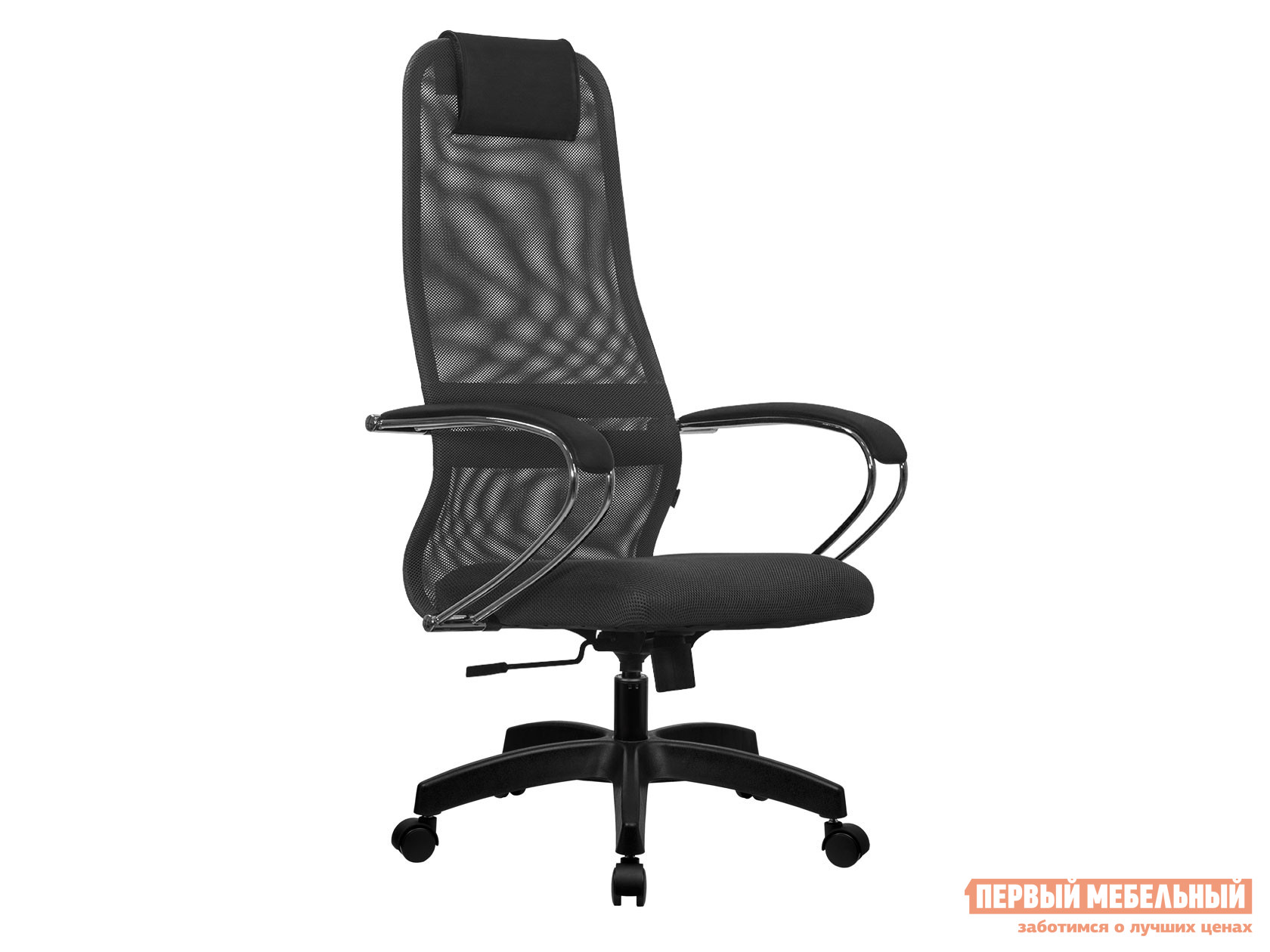 Кресло руководителя  SU-B-8/подл.131/осн.001 Темно-серый, ткань / Темно-серый, сетка