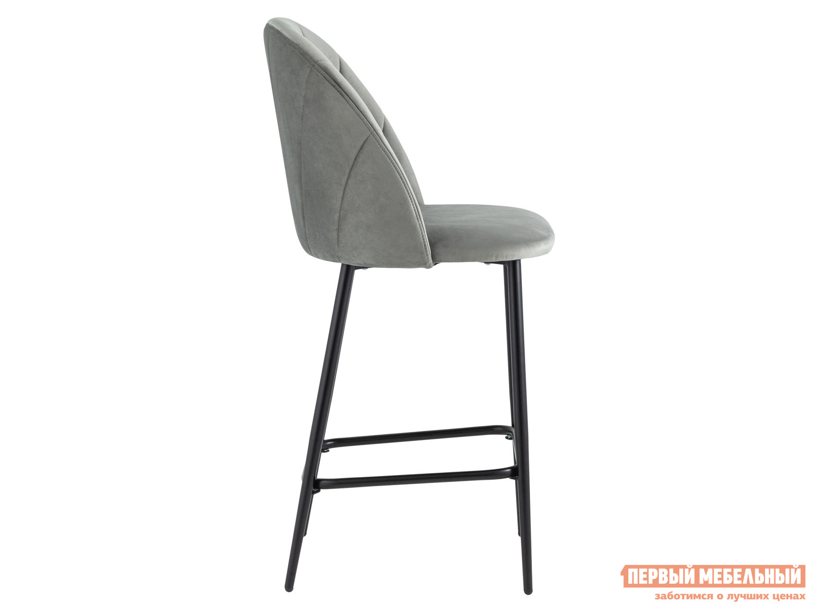 Барный стул  Логан Серый, велюр / Черный, металл от Первый Мебельный