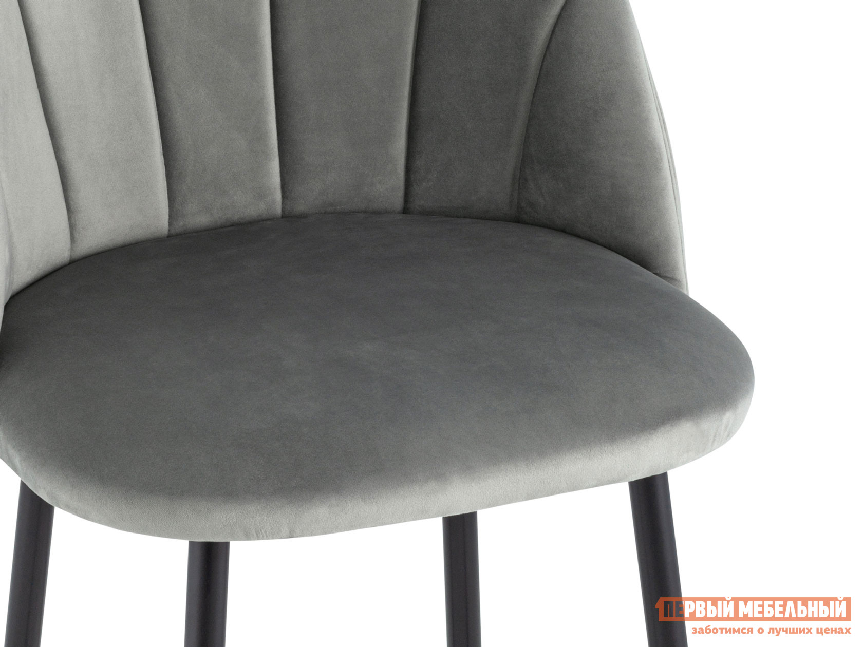 Барный стул  Логан Серый, велюр / Черный, металл от Первый Мебельный