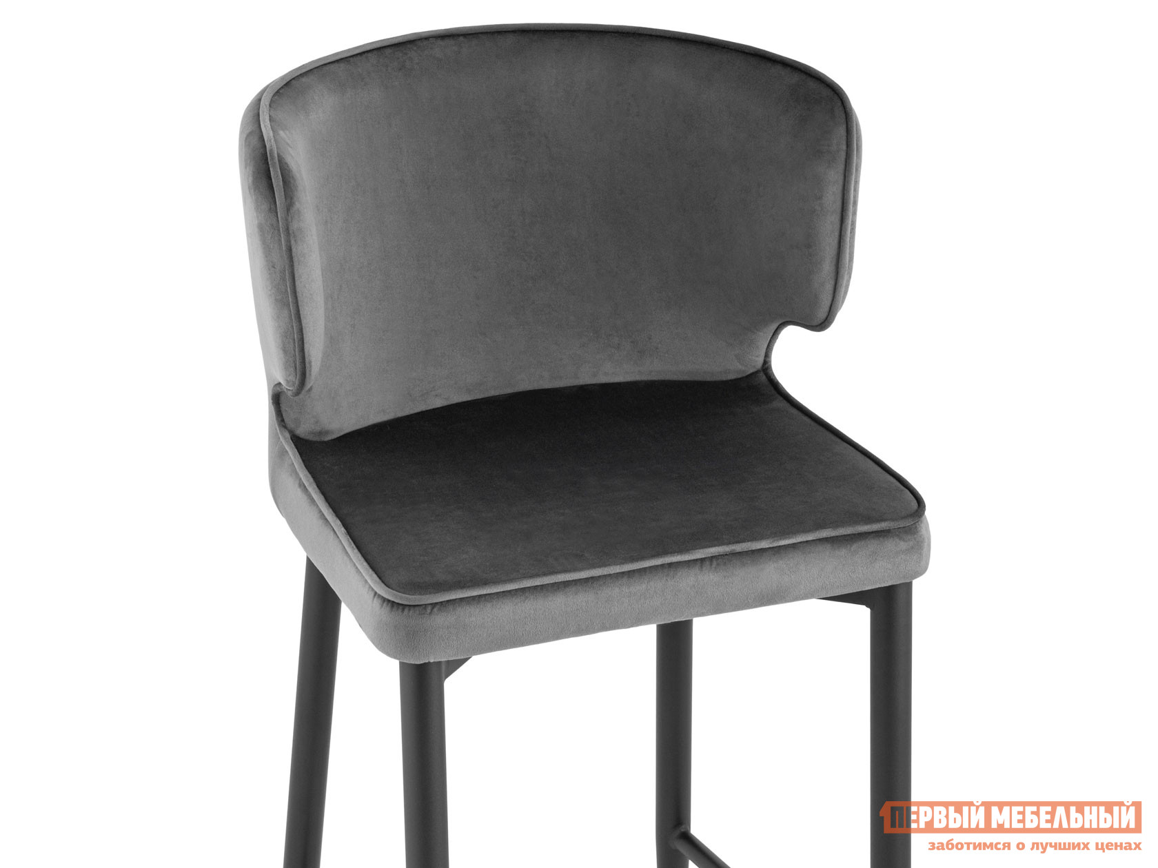 Барный стул  Матео Серый, велюр / Черный, металл от Первый Мебельный