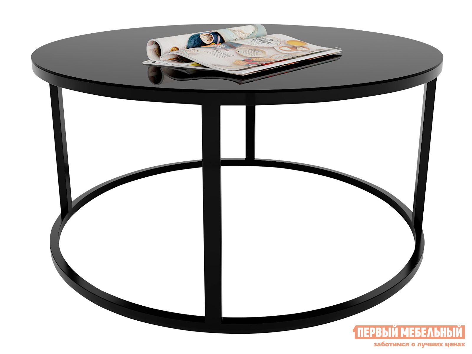 Журнальный столик  Дельта Большой, Черный, стекло / Черный, металл