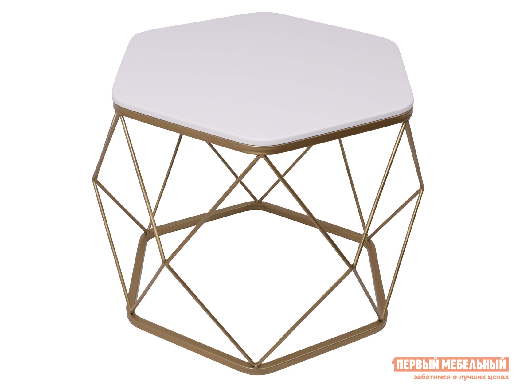 Журнальный столик  Арена Белый / Золото, металл