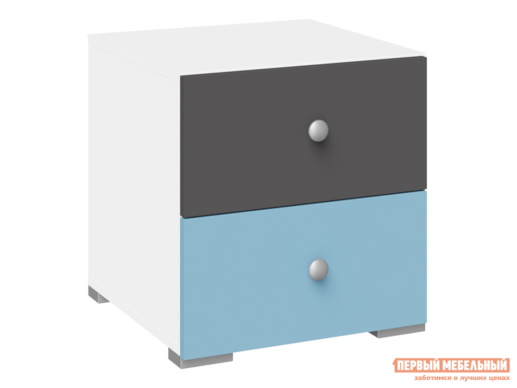 Детская тумба  Сити Белый / Графит софт / Голубой