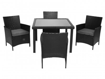 Обеденный сет (стол+4стула) (mod. 210036) Черный, искусственный ротанг в отделке Черный, искусственный ротанг по цене 52700 руб.