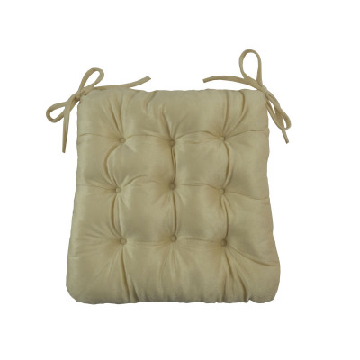 Декоративная подушка  Сидушка с завязками (кремовая LinenWay) Кремовый, велюр
