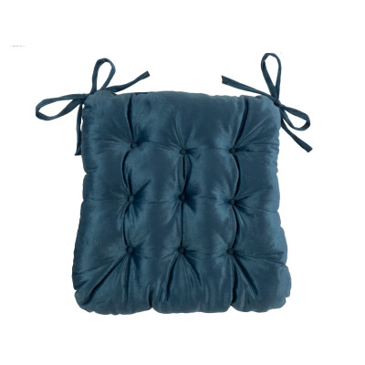 Декоративная подушка  Сидушка с завязками (синяя LinenWay) Синий, велюр