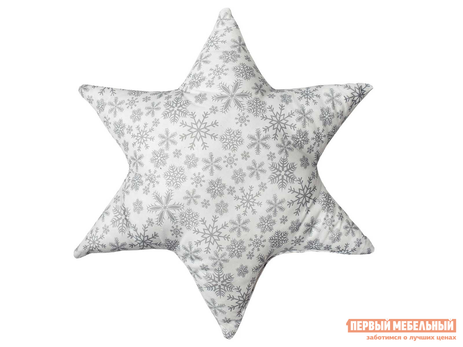 Декоративная подушка  Звезда 2 Снежинки серый, полиэстер