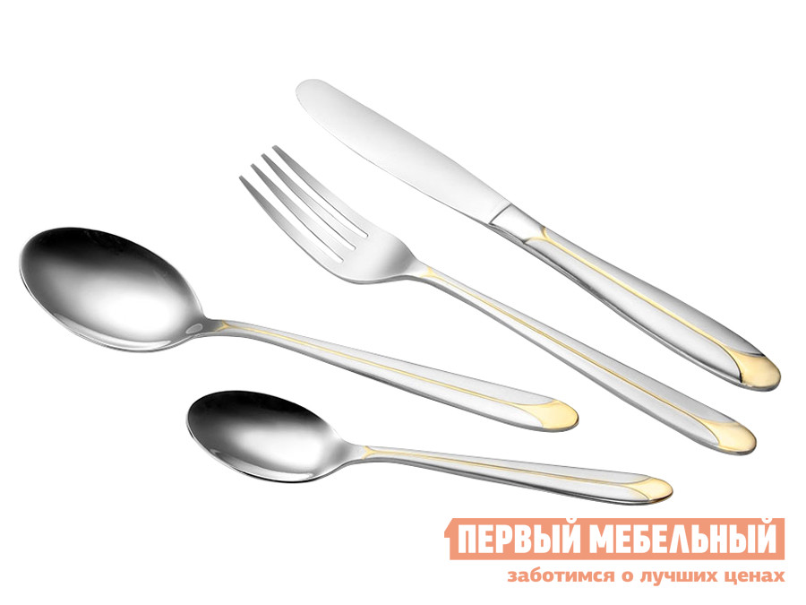 

Набор столовых приборов Тулип 24 предмета Серебристый / Золотистый, Золотой, Тулип 24 предмета Серебристый / Золотистый