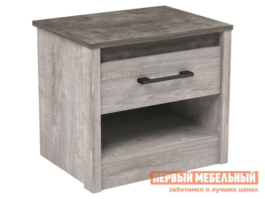 

Прикроватная тумбочка Тумбочка прикроватная Денвер Риббек серый / Камень темный, Тумбочка прикроватная Денвер Риббек серый / Камень темный