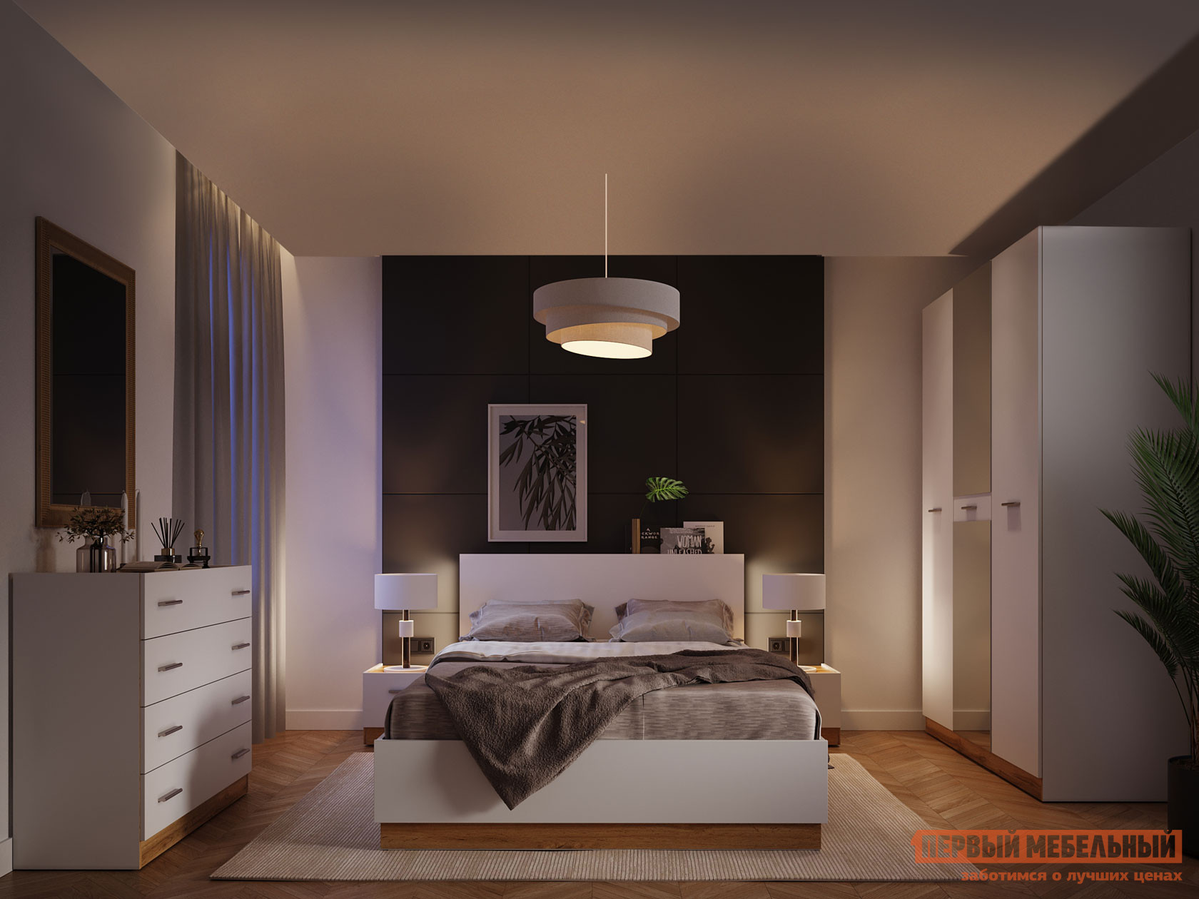 Прикроватная тумбочка  Тумба прикроватная Фреско Дуб Вотан / Белый, Левая