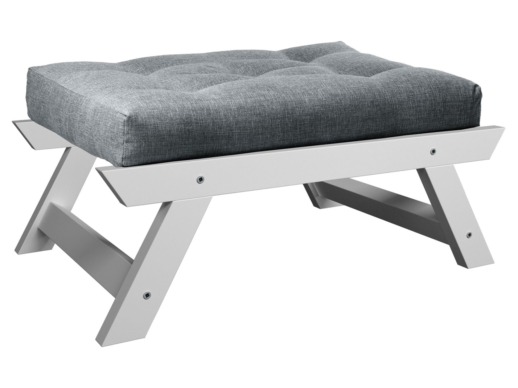 Пуфик  Отман П Белая эмаль, Серый, рогожка