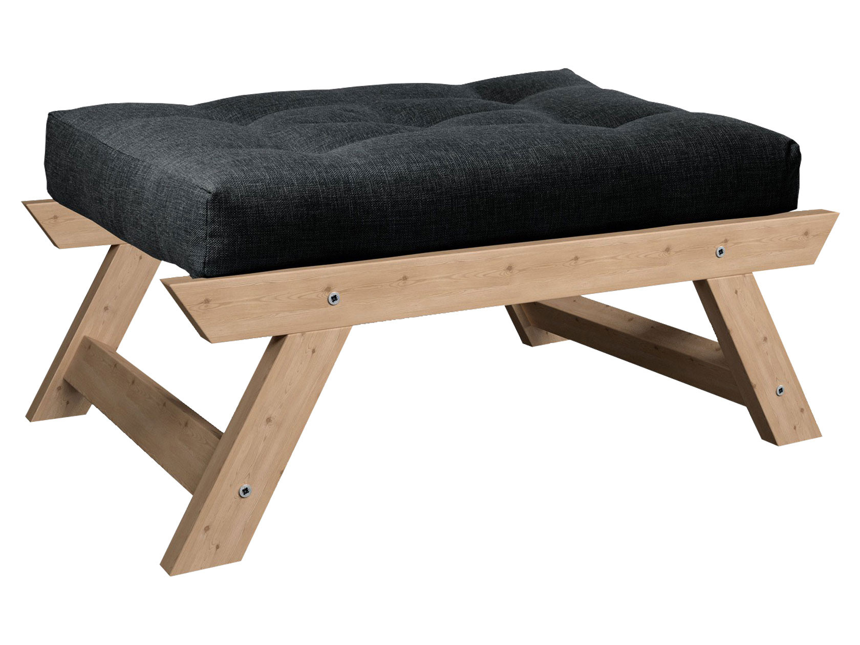 Пуфик  Отман П Сосна натуральная, Черный, рогожка