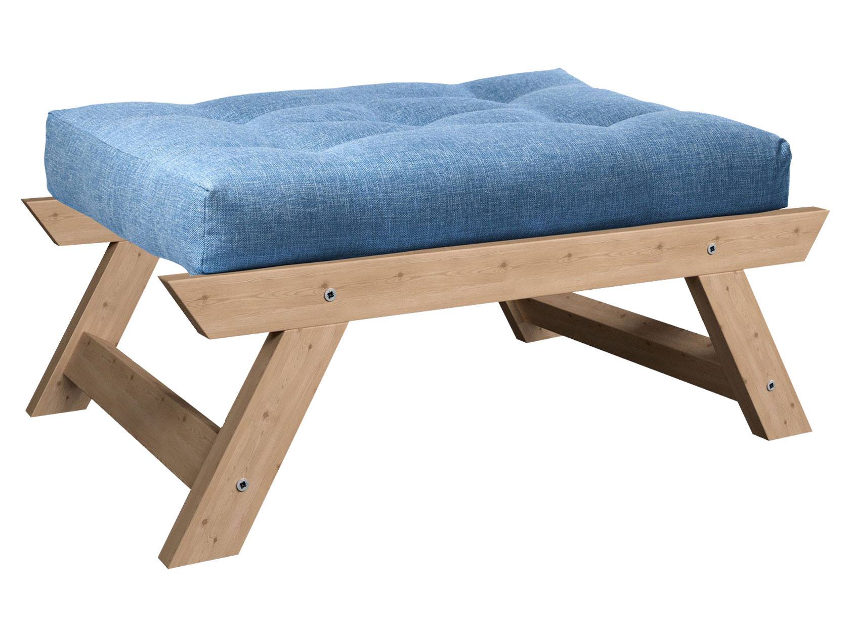 Пуфик  Отман П Сосна натуральная, Синий, рогожка