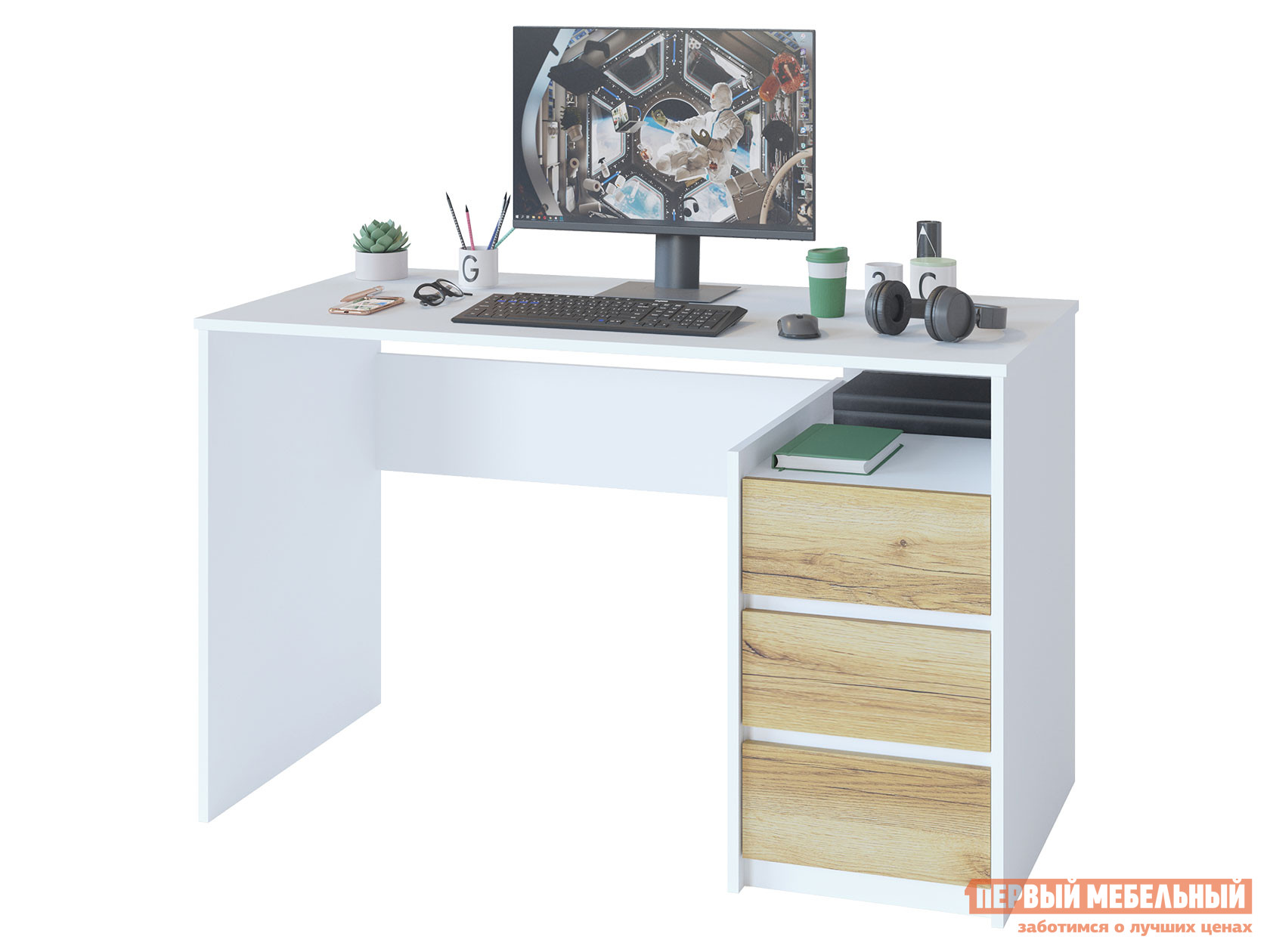 Комплект офисной мебели  Ордэс Белый / Дуб Делано от Первый Мебельный