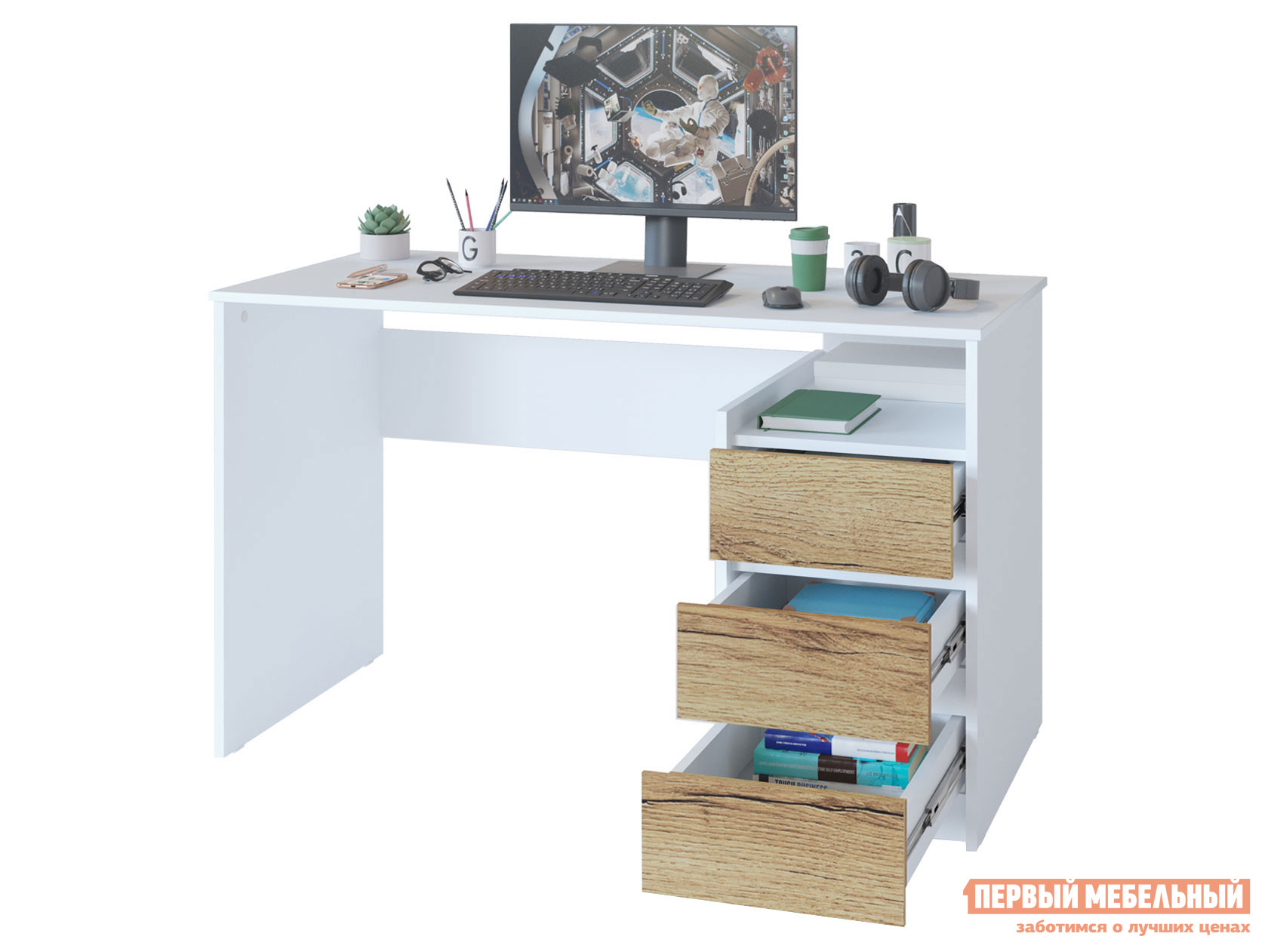 Комплект офисной мебели  Ордэс Белый / Дуб Делано от Первый Мебельный