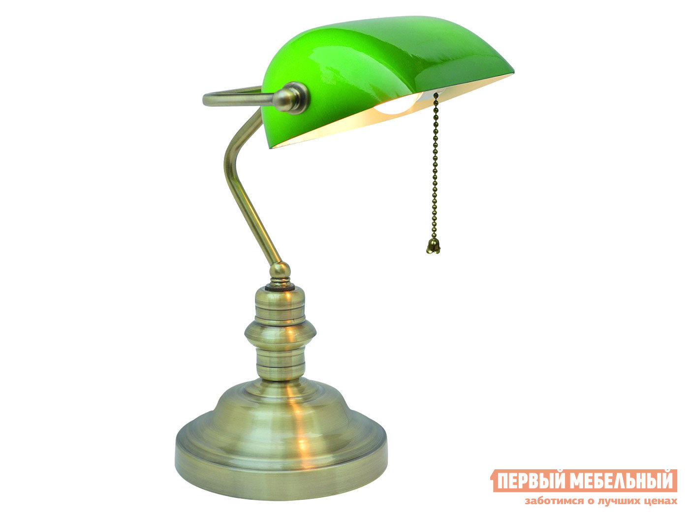 Настольная лампа  BANKER A2492LT-1AB Античная бронза / Зеленый от Первый Мебельный